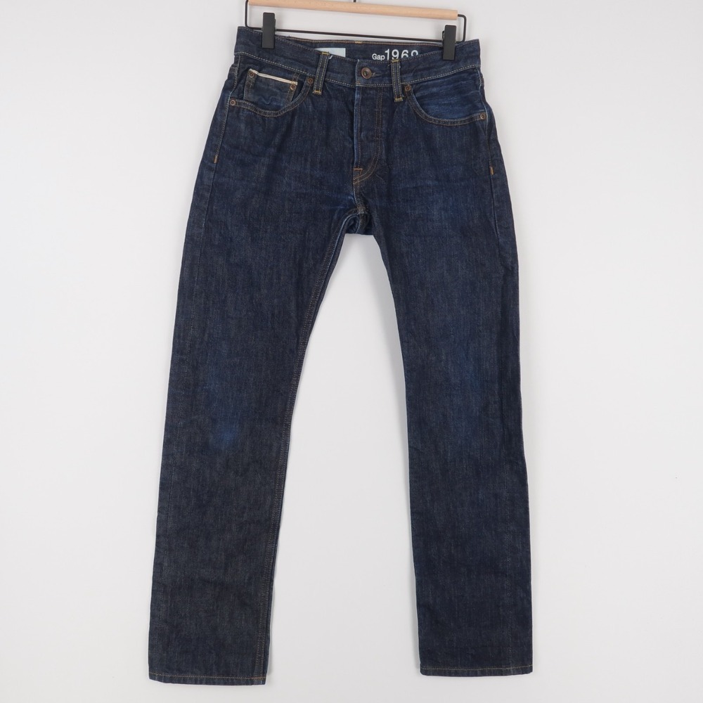 Gap 1969 Jeans Mens 28x30 Blue Slim Selvedge Ringspun Denim Button Fly Cotton